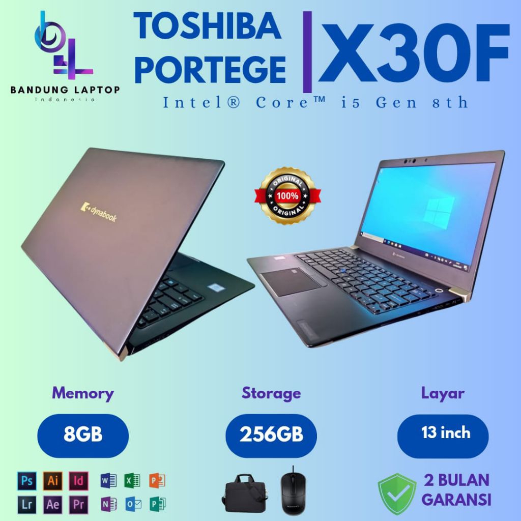 Laptop Toshiba Portege X30 F Touchscreen Intel Core i5 Gen 8 RAM 8GB SSD 256GB Second Original