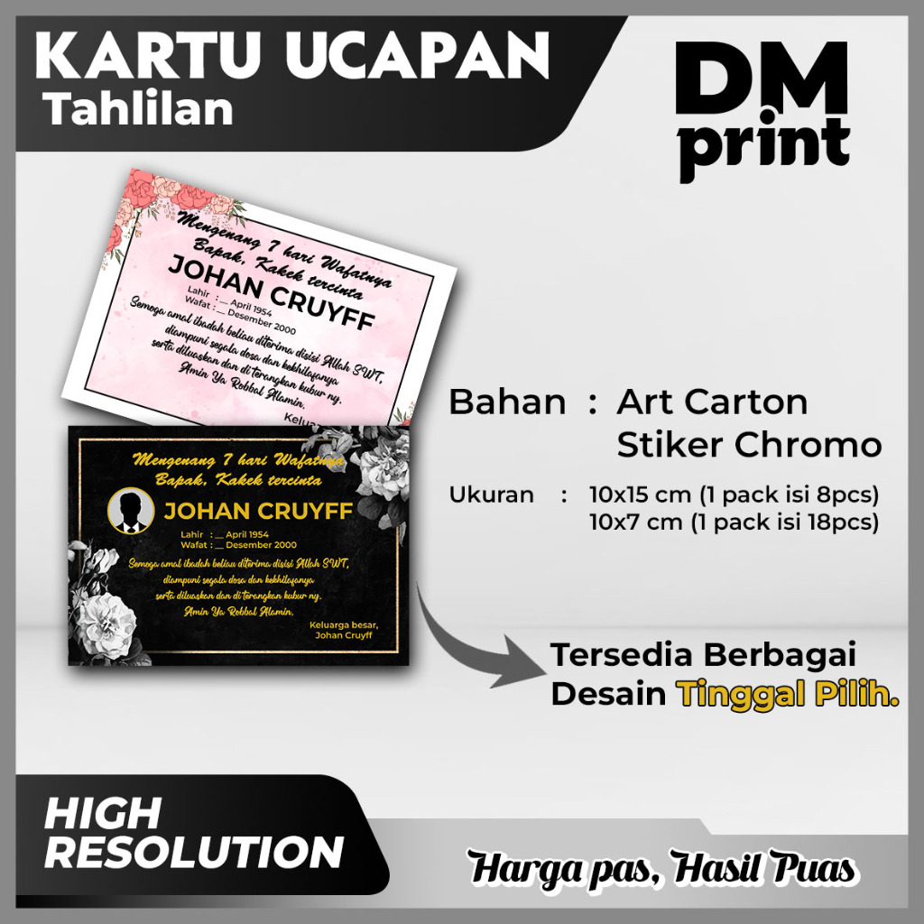 

KARTU UCAPAN TAHLILAN | ART CARTON | STICKER