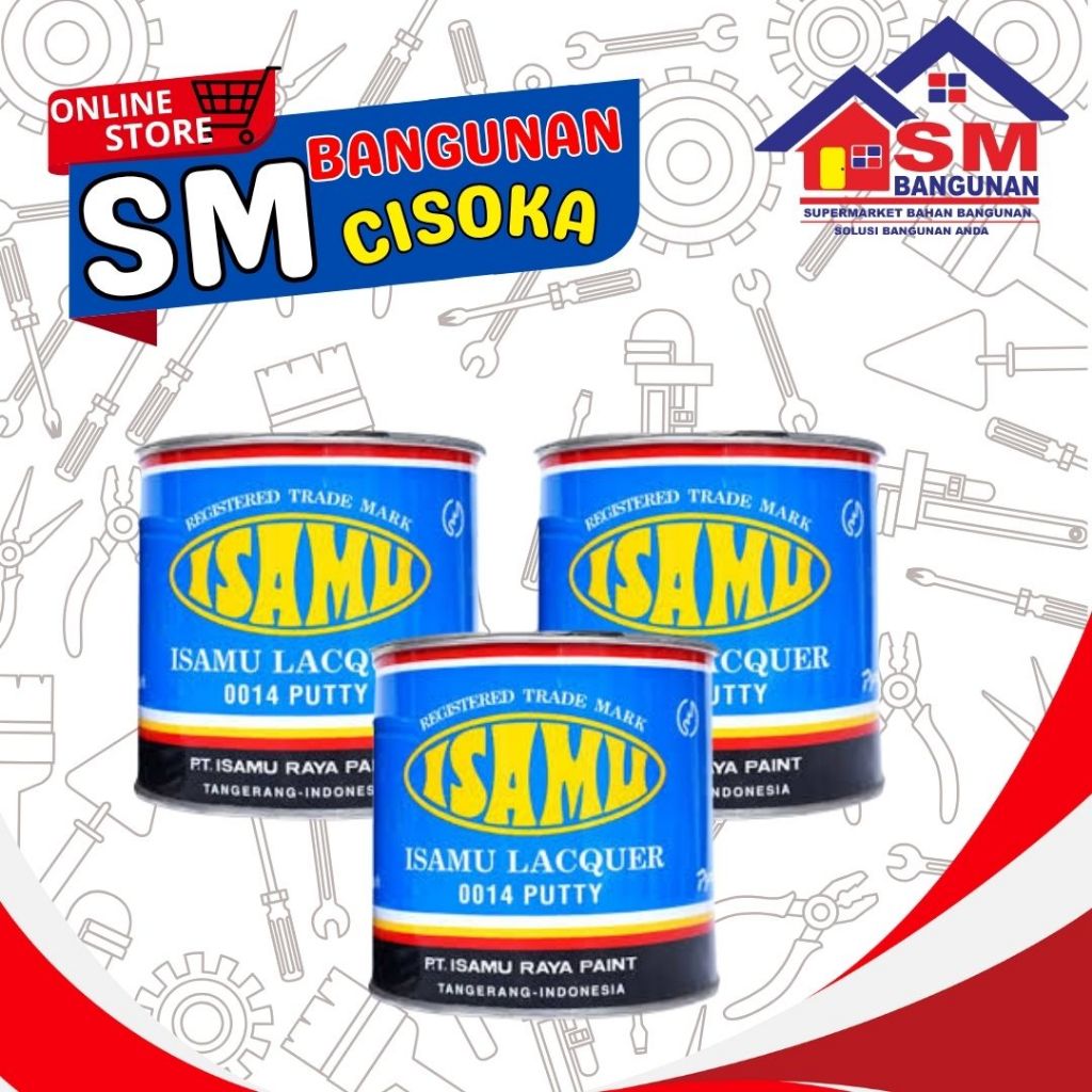 Dempul Putty / Dempul Halus ISAMU LACQUER ¼ KG & 1 KG / Cat Dempul Besi / Kaleng Mobil dan Motor Isa