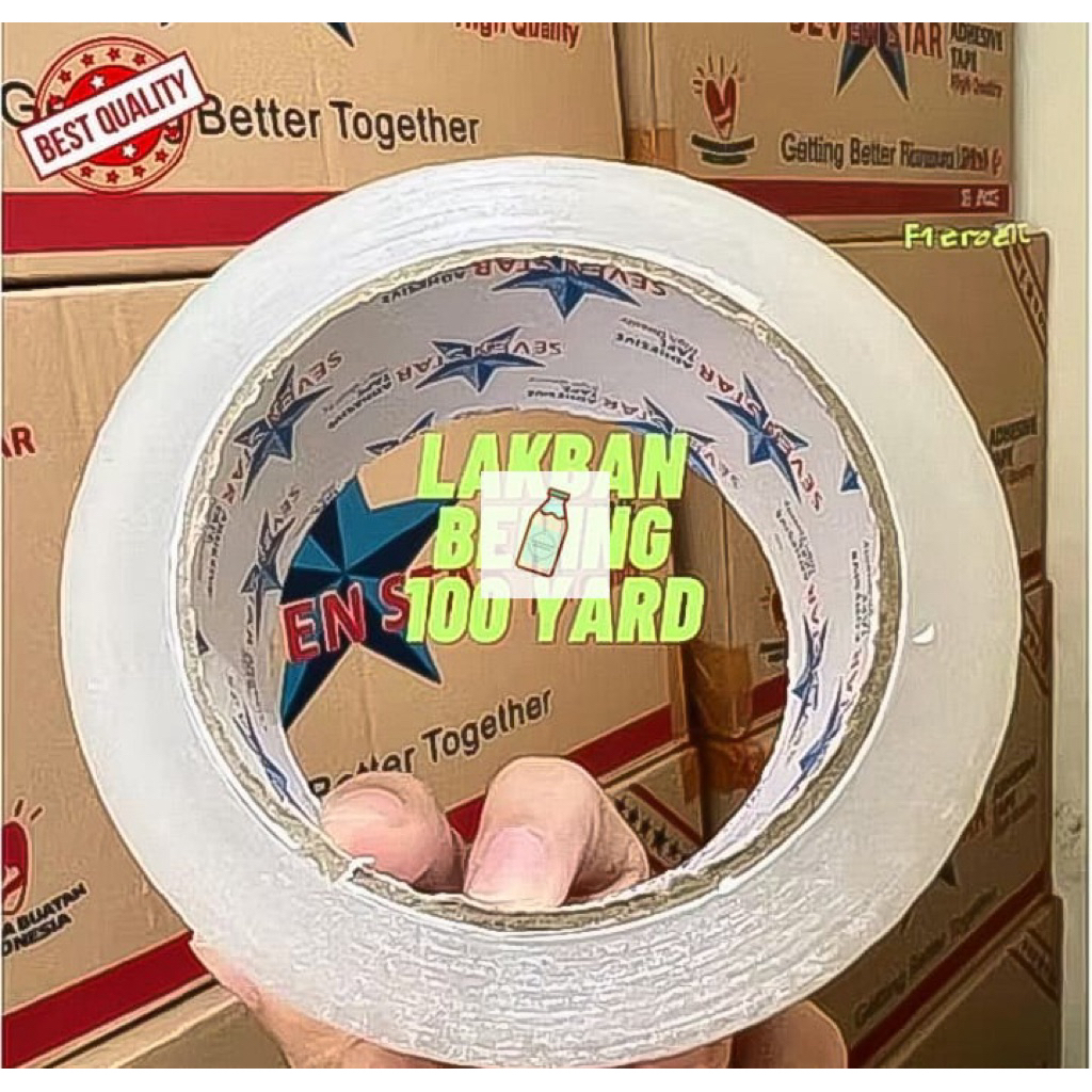

LAKBAN BENING / COKLAT 100 YARD 2 INCH (isi 6 pcs) putih transparan