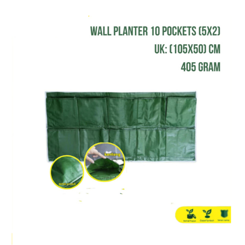 Wall Planter Bag 10 Kantong Pot Dinding Hijau Planter Bag Vertical / Wall Planter Bag