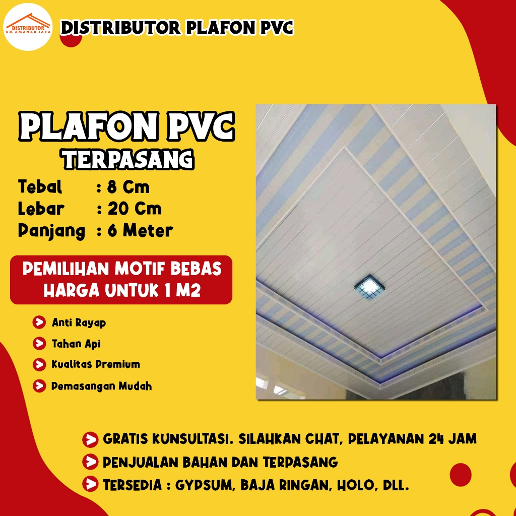 Plafon PVC Murah Terpasang | Per Meter Persegi