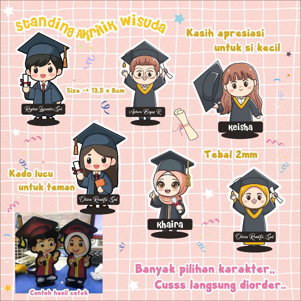 Standing Akrilik Wisuda / Plakat Akrilik Wisuda / Hadiah Wisuda / Souvenir Wisuda / Hampers Wisuda