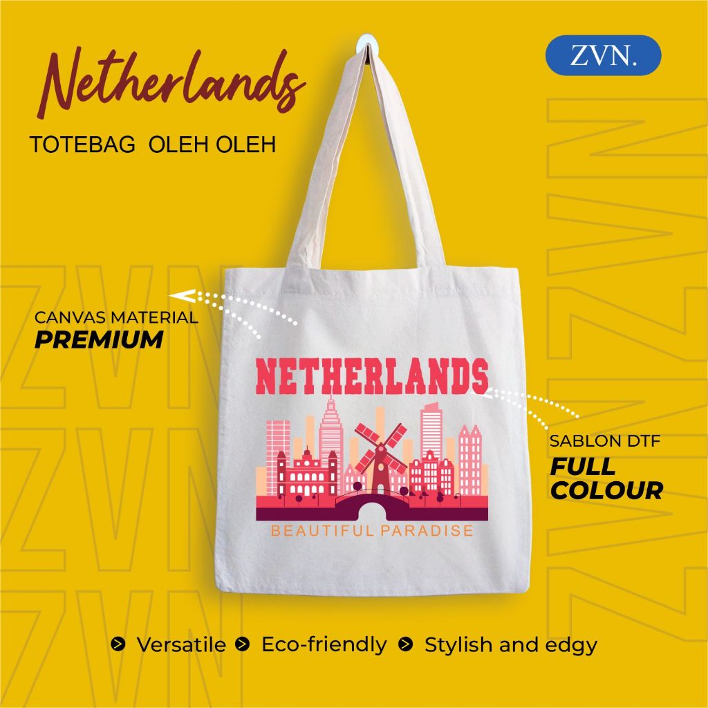 souvenir oleh-oleh tote bag premium negara BELANDA - ZVN