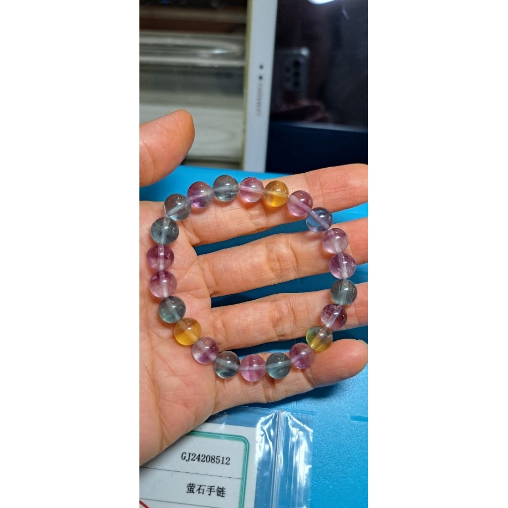 Gelang batu alam mix fluorite