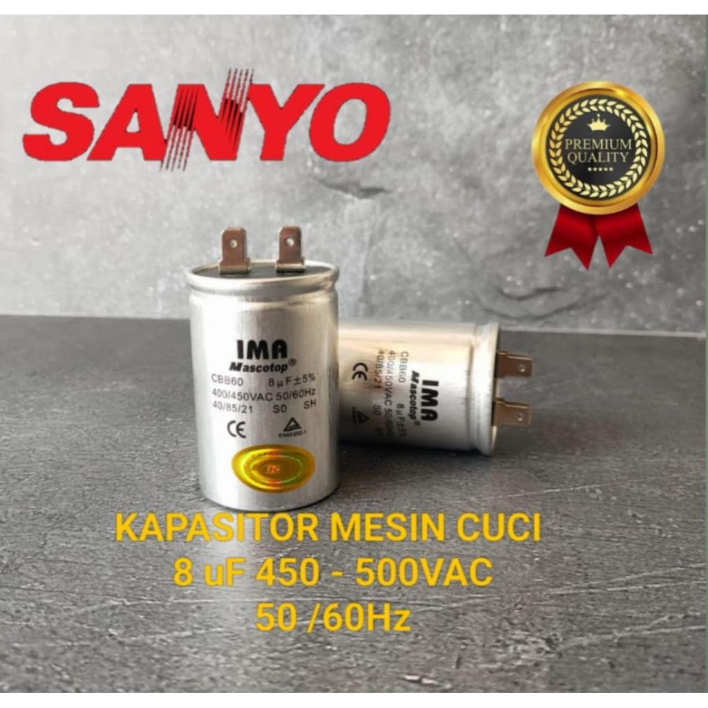 KAPASITOR MESIN CUCI 1 TABUNG 8uF SANYO