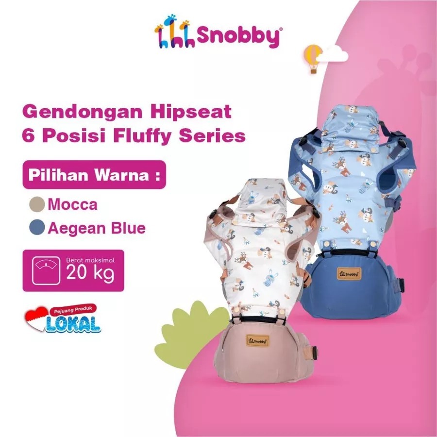 Snobby Gendongan Hipseat 6 Posisi Fluffy Series SBG0543 / Gendongan Hipseat / gendongan Depan
