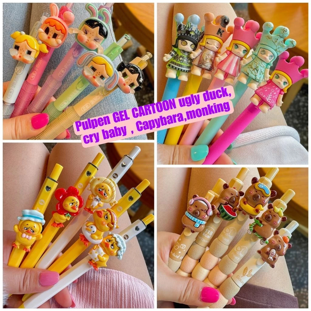 

DYPACK - Pulpen Gel Karakter lucu – Viral Capybara, Ugly Dug, Monking & Cry Baby Edition