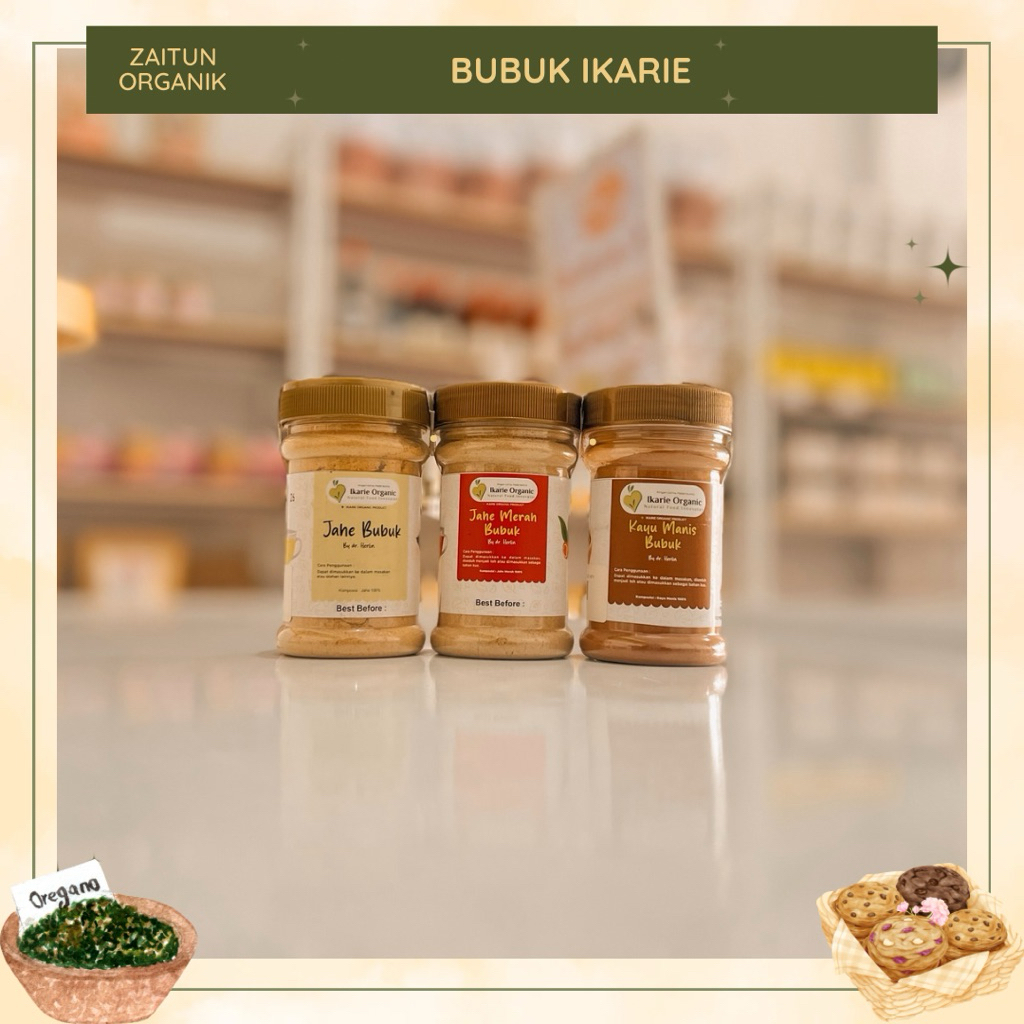

BUMBU MASAKAN IKARIE ORGANIK | BAWANG PUTIH BUBUK | JAHE MERAH BUBUK | JAHE PUTIH BUBUK | LADA PUTIH BUBUK | LADA HITAM BUBUK | KAYU MANIS BUBUK | KENCUR BUBUK