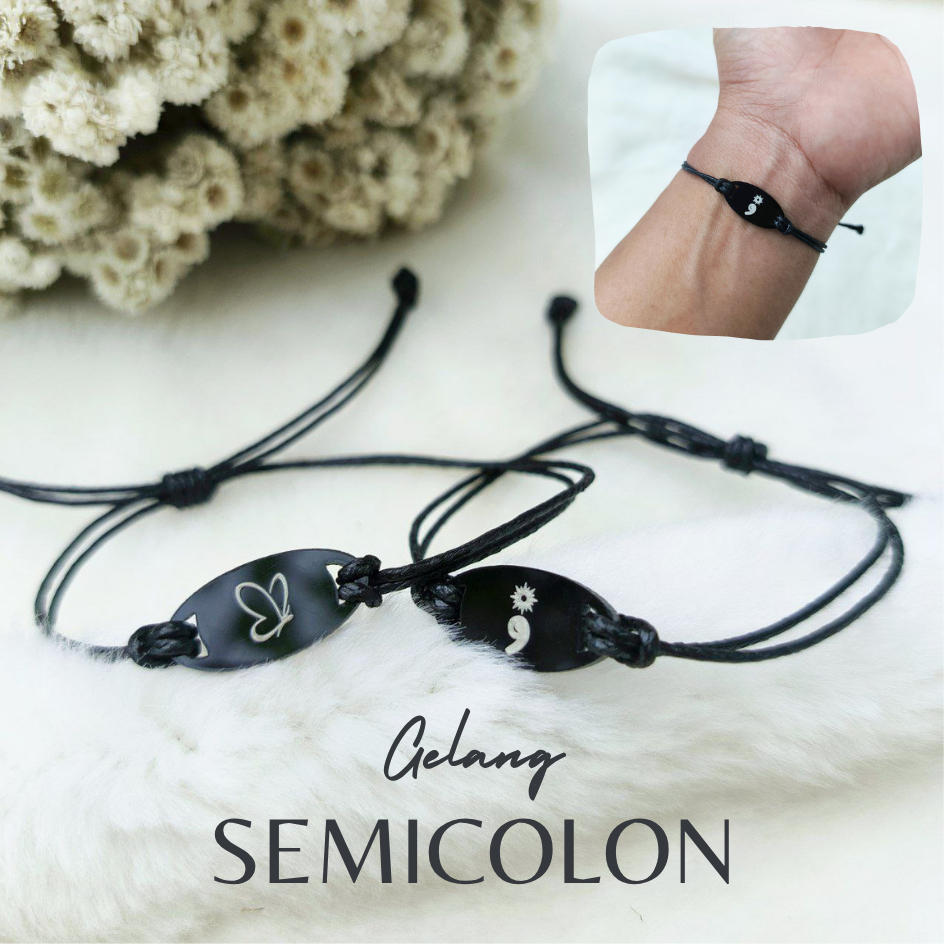 Gelang Semicolon & Butterfly – Self Love | Healing | Mental Health Awareness Bracelet