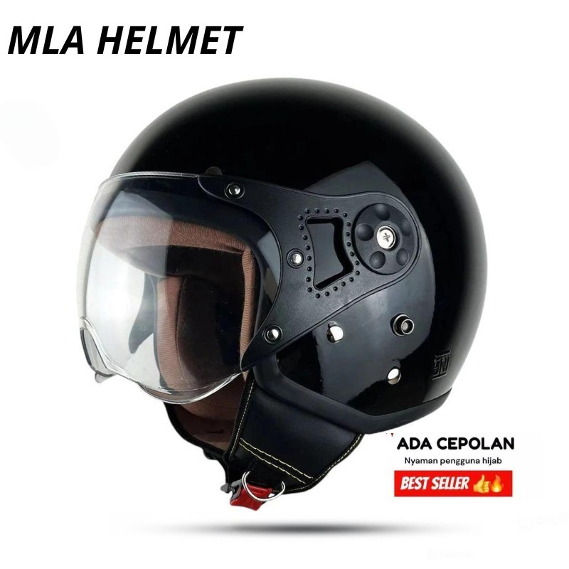 Helm Bogo Pilot Hijab Untuk Wanita- Helm Bogo Retro SNI COD