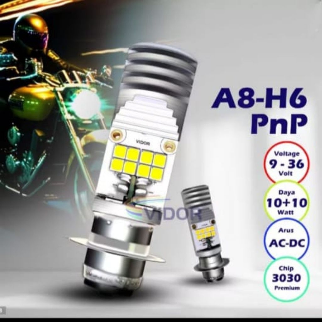 Lampu Led Nyala putih H6 Vidor Matic dan Bebek Super terang