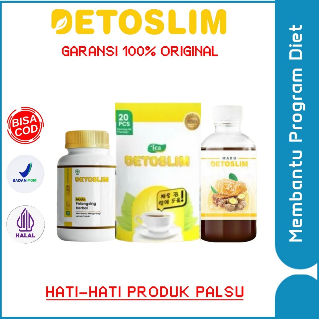 Detoslim Variasi Madu Detoslim + Teh Detoslim + Kapsul Detoslim  | Penurun Berat Badan Menghilangkan