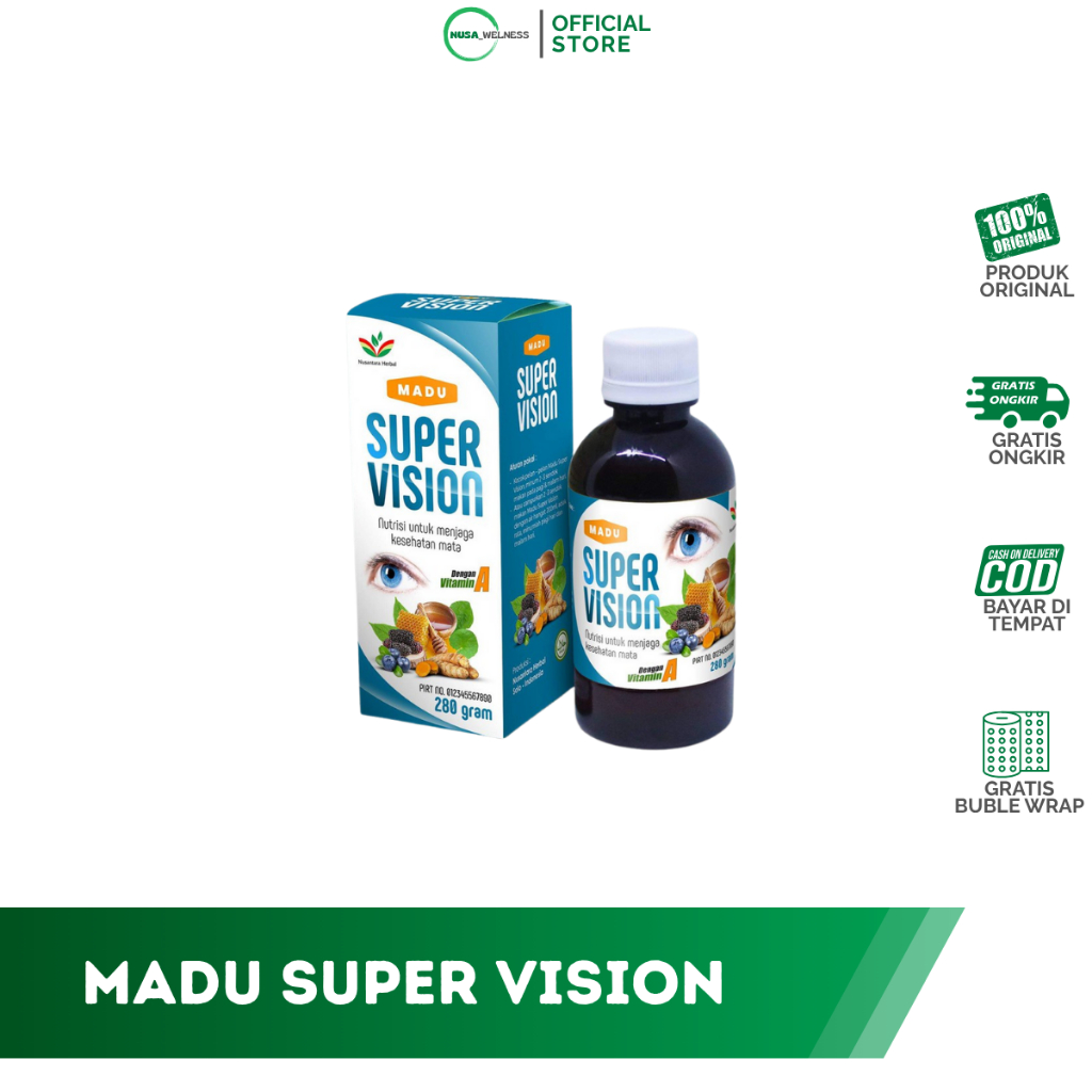 

MADU SUPER VISION - madu herbal untuk mata dengan ekstrak bilberry & wortel | bantu jaga kesehatan mata | original | bisa cod | aman dikonsumsi harian