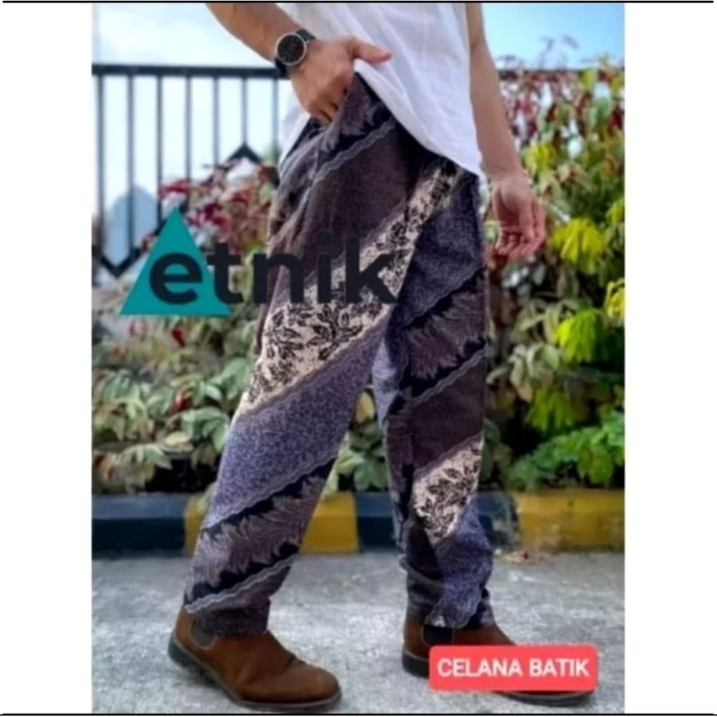 Celana Pria Batik COD - Celana Unisex Pria Wanita - Celana Batik - Celana Panjang Batik Motif Anyam