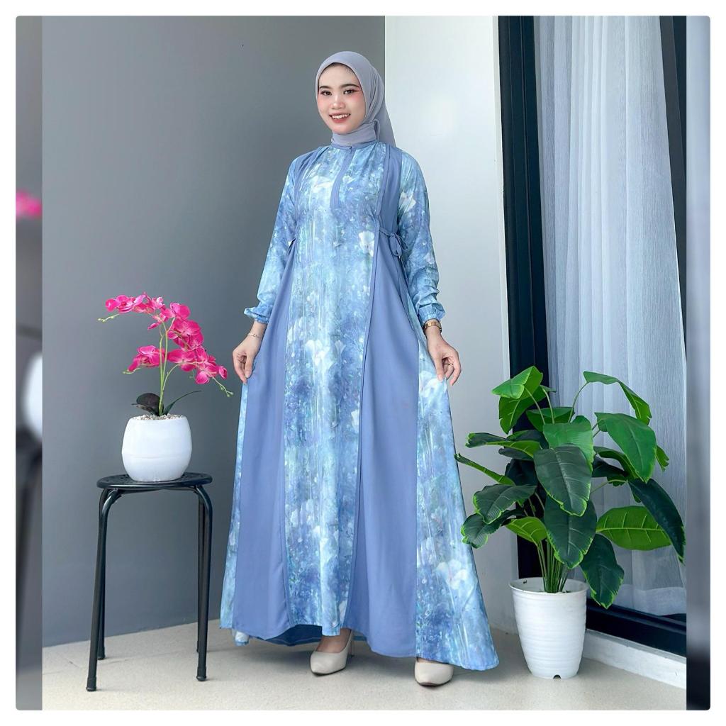 Alyssa Dress Rayon Polos x Motif//Busana Muslim Remaja Dewasa By Es-Ha Scarf