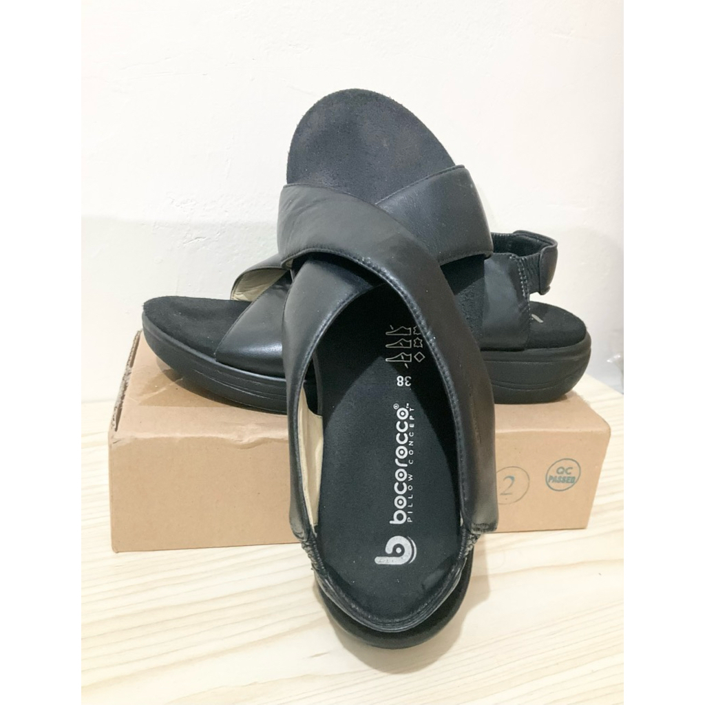 Preloved Sandal Slip Wanita Hitam Bocorocco Size 38