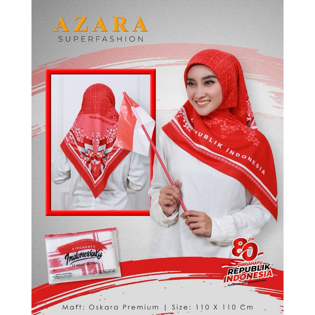 Saputri.Collection Hijab Kemerdekaan Jilbab Segiempat Polos Kerudung Putih Bella Square Lasercut