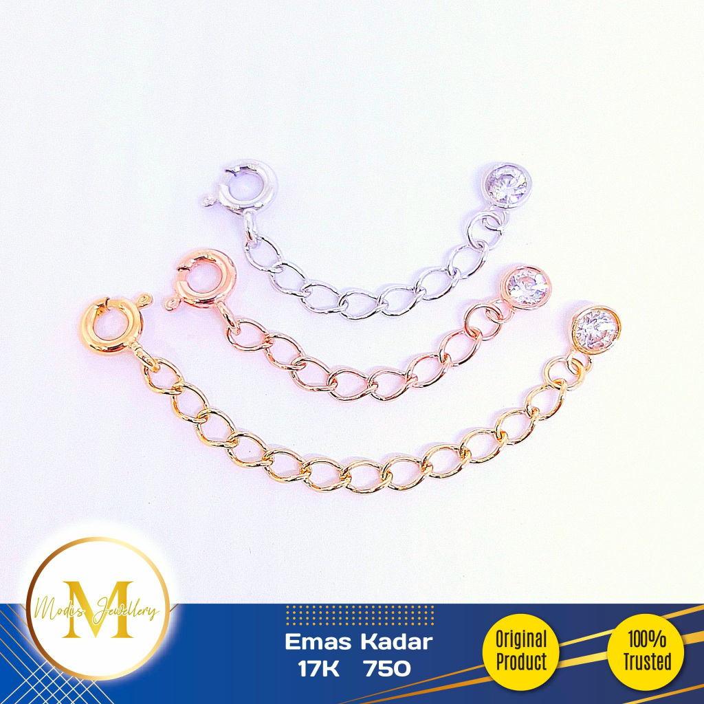 MODIS JEWELLERY - Extention Rantai Penyambung Kalung Gelang Rosegold Putih Kuning - Emas 17k/16k  75