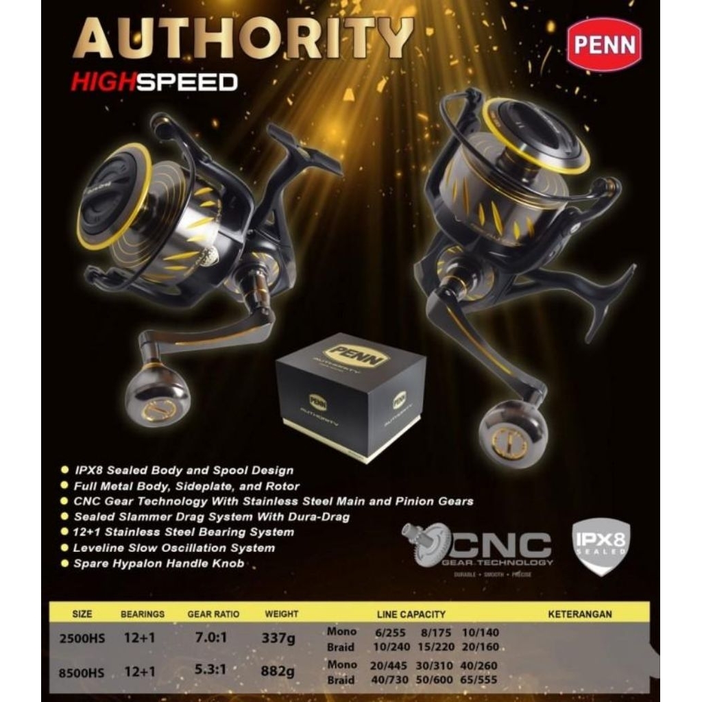 REEL PENN AUTHORITY 2500-10500 FULL METAL BODY SALTWATER HT-100