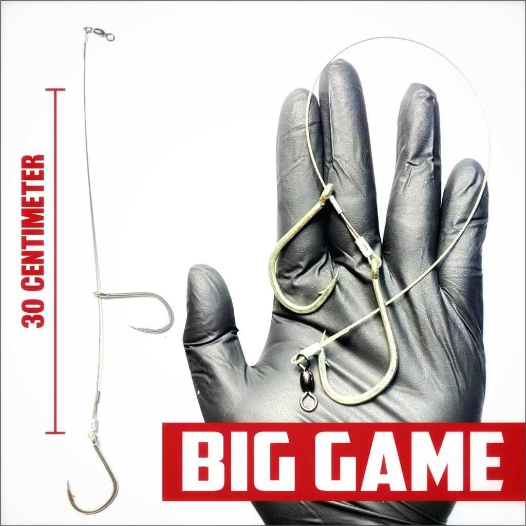 Rangkaian Koncer Mancing Besar Tuna Tengiri Baracuda GT Dengan 2 Mata Kail / Konceran Big Game