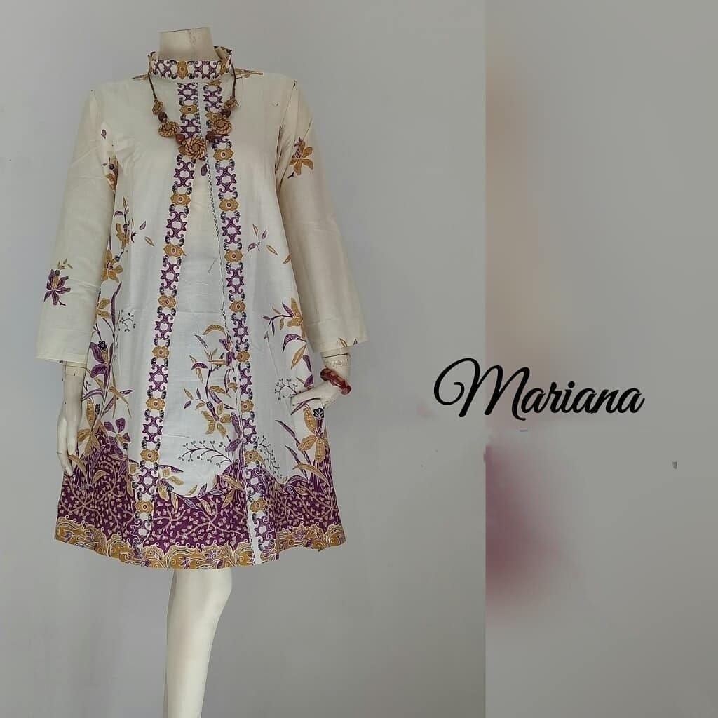 Mariana Tunik Batik Wanita Dewasa Model Kerah Katun Primis Size Jumbo - Waniadol Batik