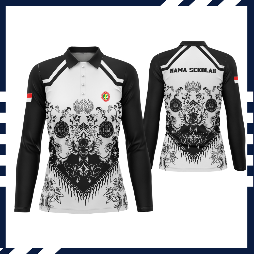 Baju PGRI / Kaos Wanita Batik PGRI Lengan Panjang / Kaos Pgri Custom / Kaos Baju Pgri Batik