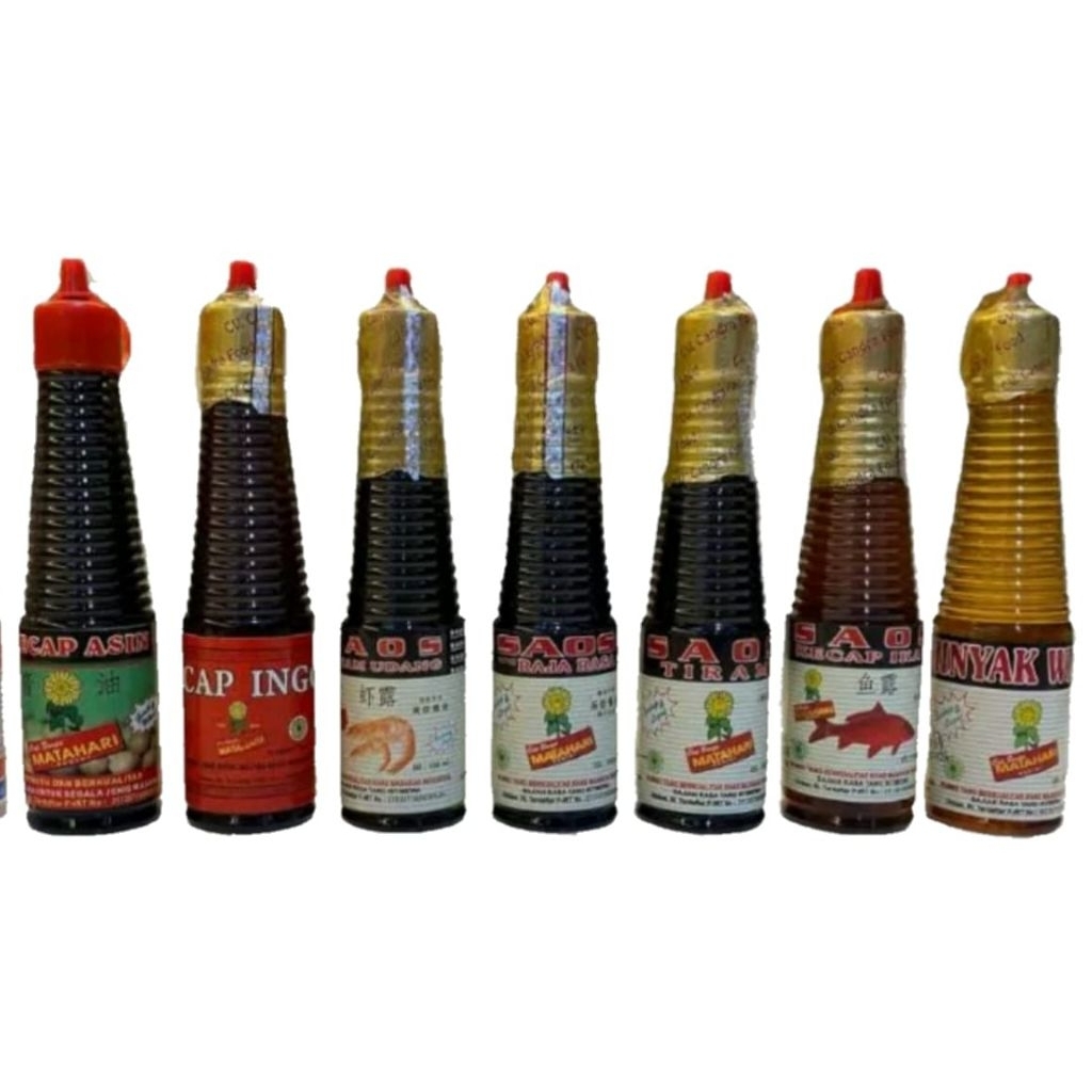

Kecap Ikan | Minyak Wijen | Kecap Asin | Saos Raja Rasa | Kecap Inggris | Cap Bunga matahari 135ml / 275ml