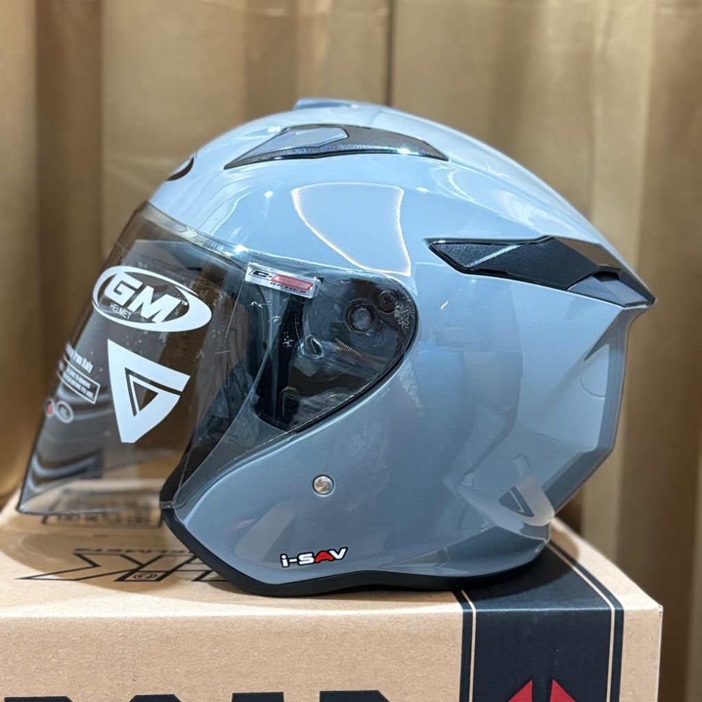 GM KING FIGHTER ULTRA SOLID DIM GREY GLOSSY | HELM HALF FACE GM ABU POLOS ORI SNI