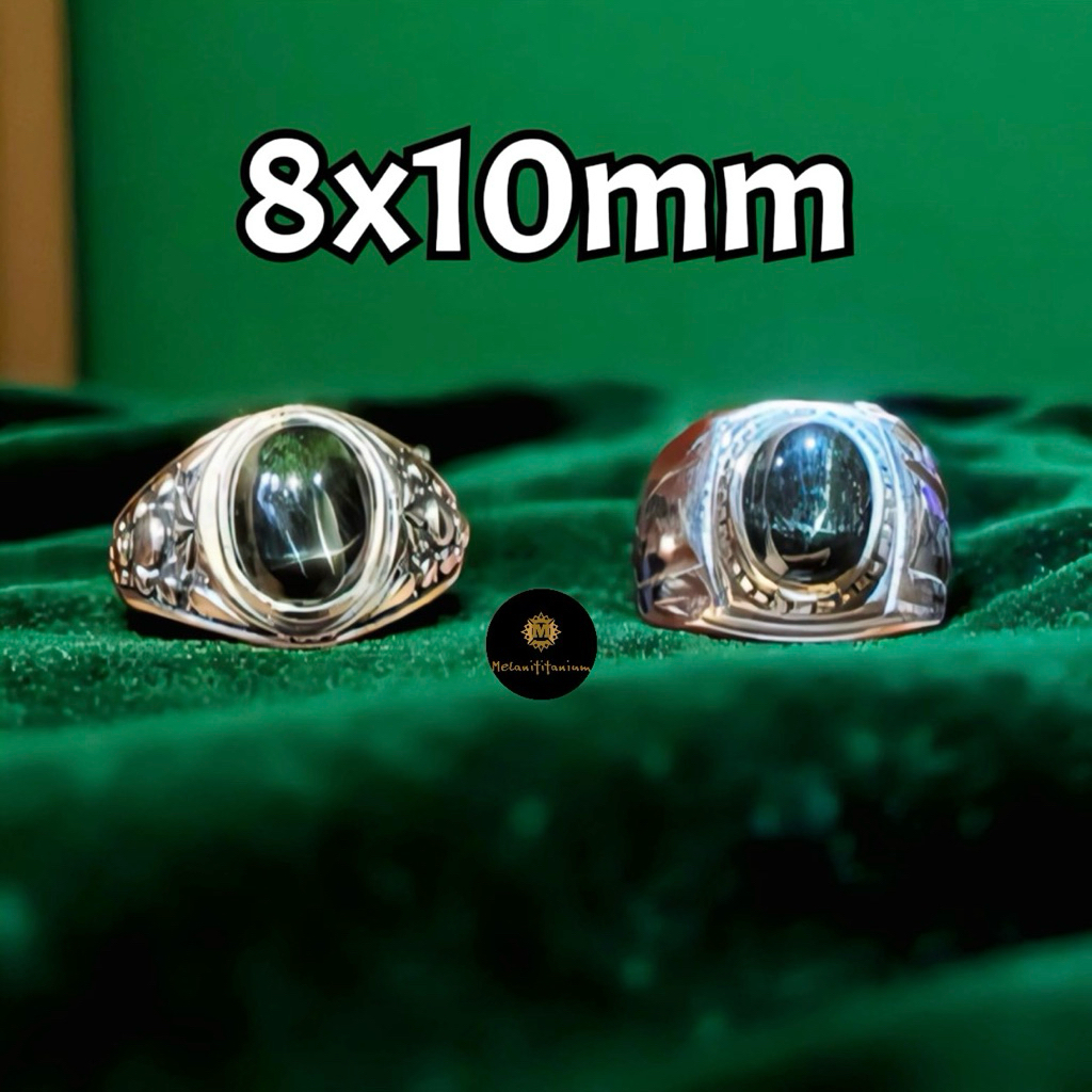 Cincin Batu Natural Nilam Star 8x10mm Ring Alpaka