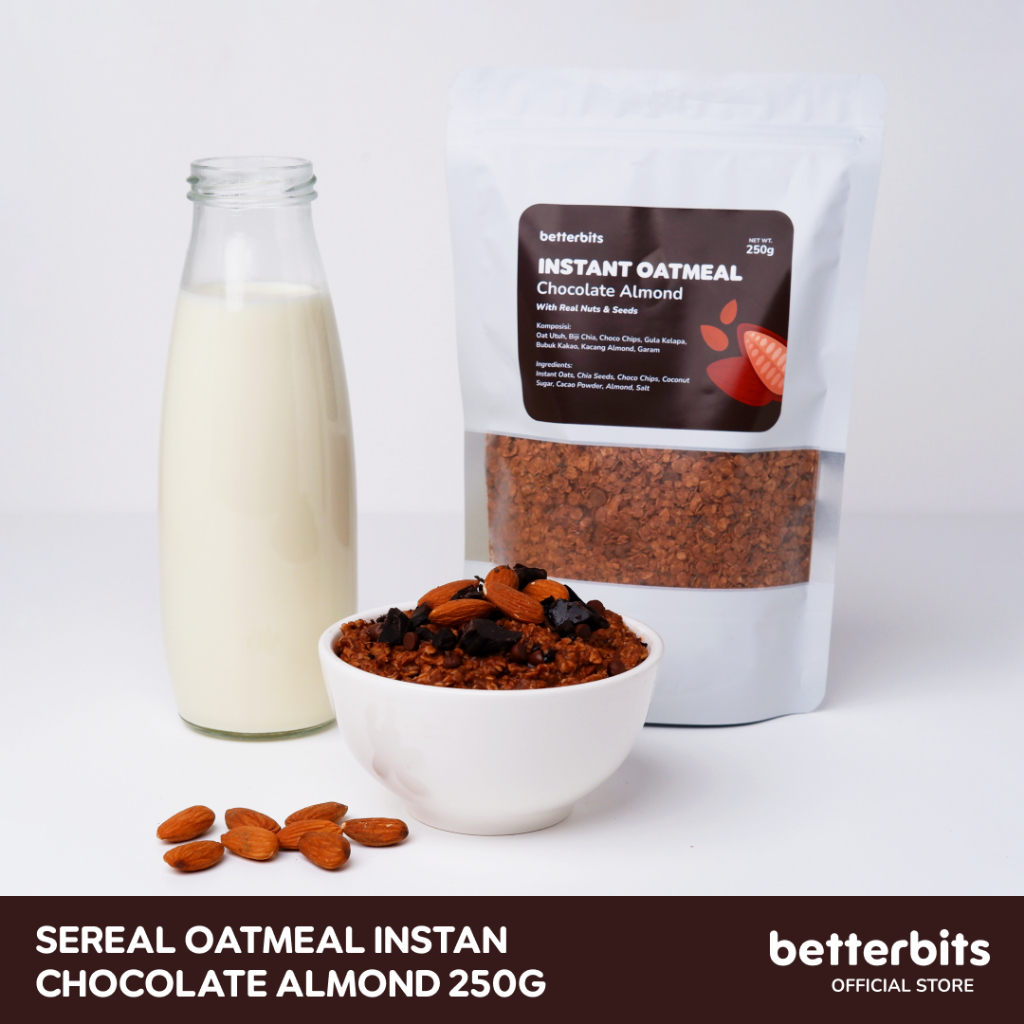 

Betterbits Oatmeal Instan - Chocolate Almond (Kemasan 250g) | Sarapan Sehat & Praktis | Whole Grain Sereal Rendah Kalori