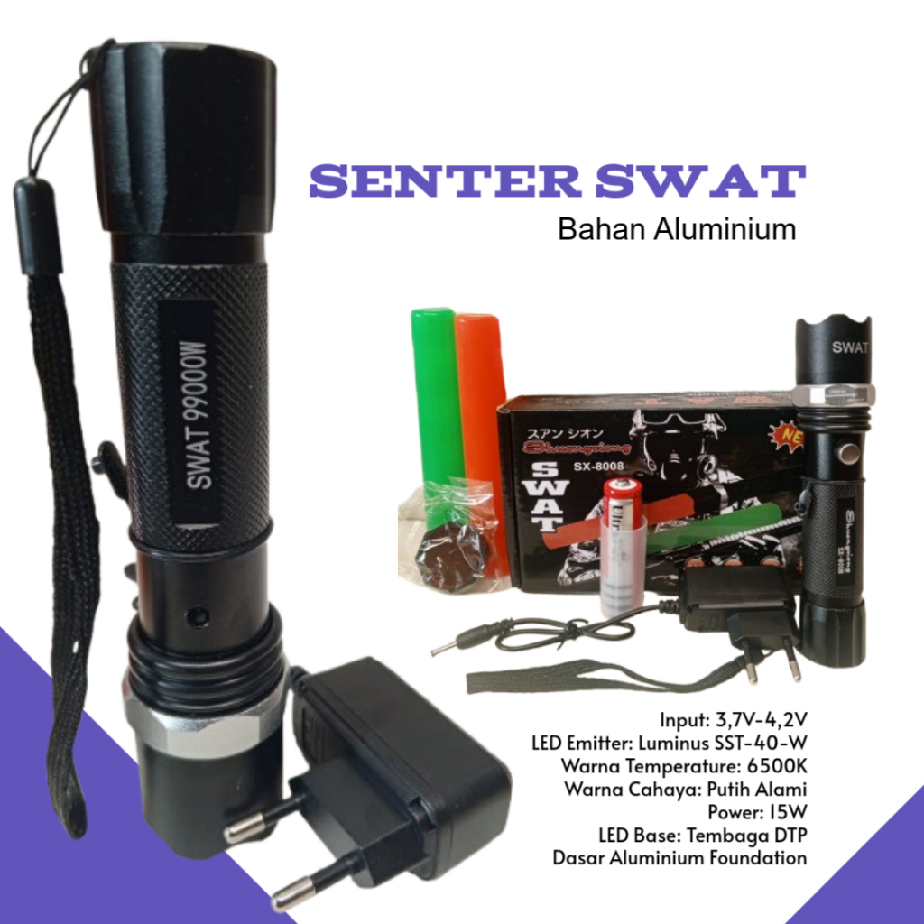 Senter LED Tactical Outdoor Terang Maksimal Senter LED Parkir Serbaguna Tactical