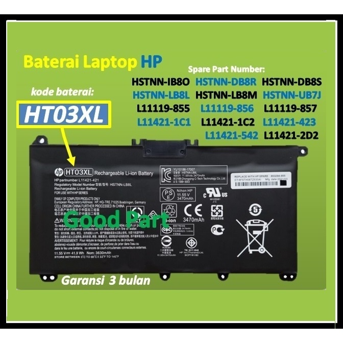 Baterai HP Laptop 14s-CF2xxx series