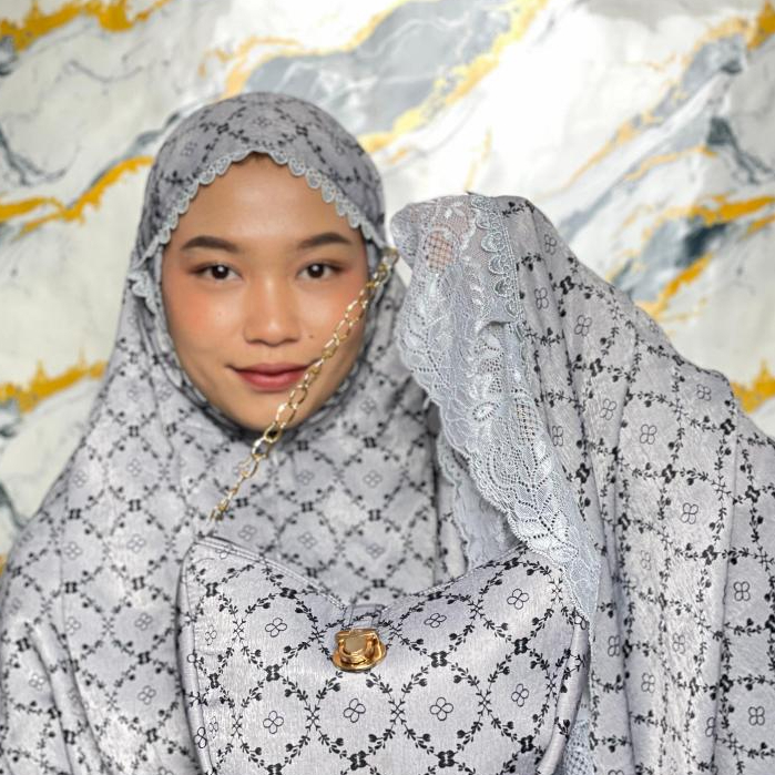 Mukena Dewasa Santorini Silk 2in1 Aluna Searies Jumbo Mukenah Mewah Muslim