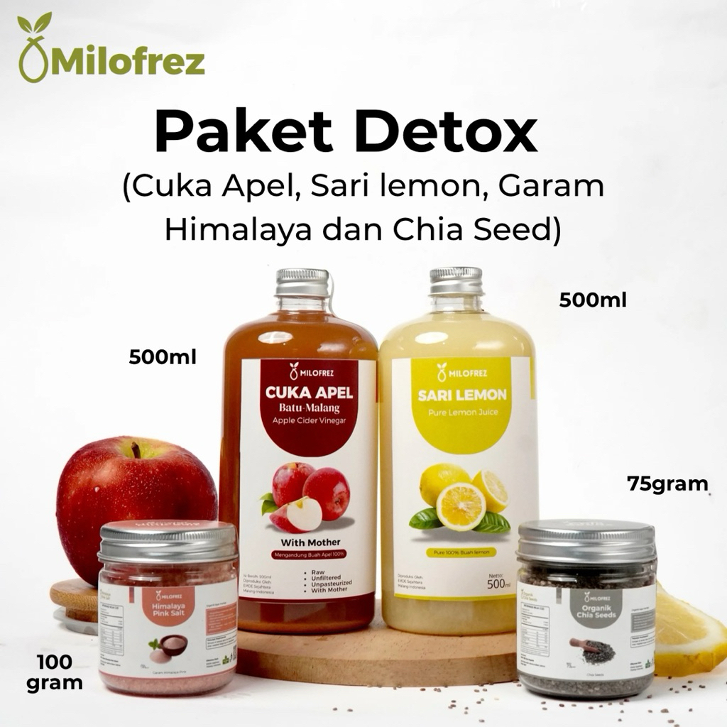 

paket detoks cuka apel sari lemon garam himalaya chiaseed