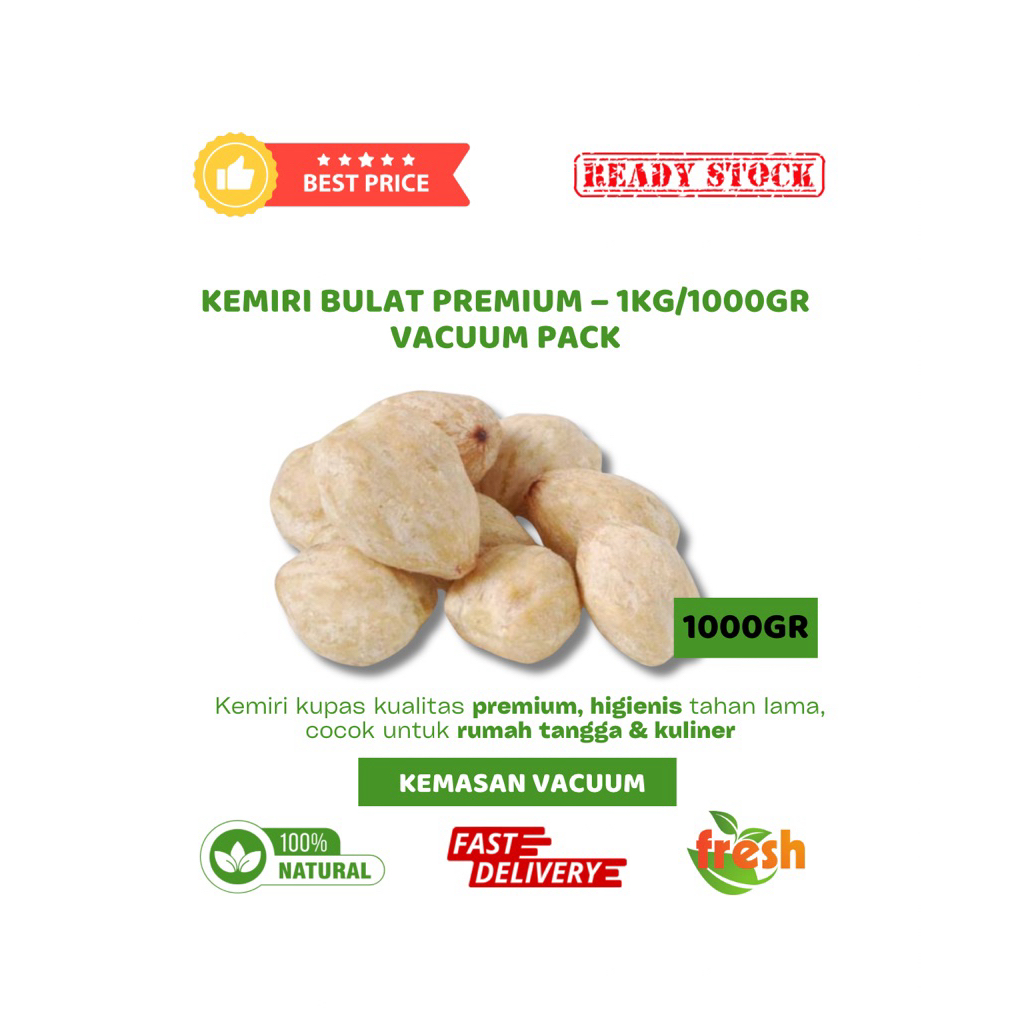 

Kemiri Kupas Bulat NTT 1000gr / 1kg | Kering, Vacuum, Siap Masak – Fresh & Higienis