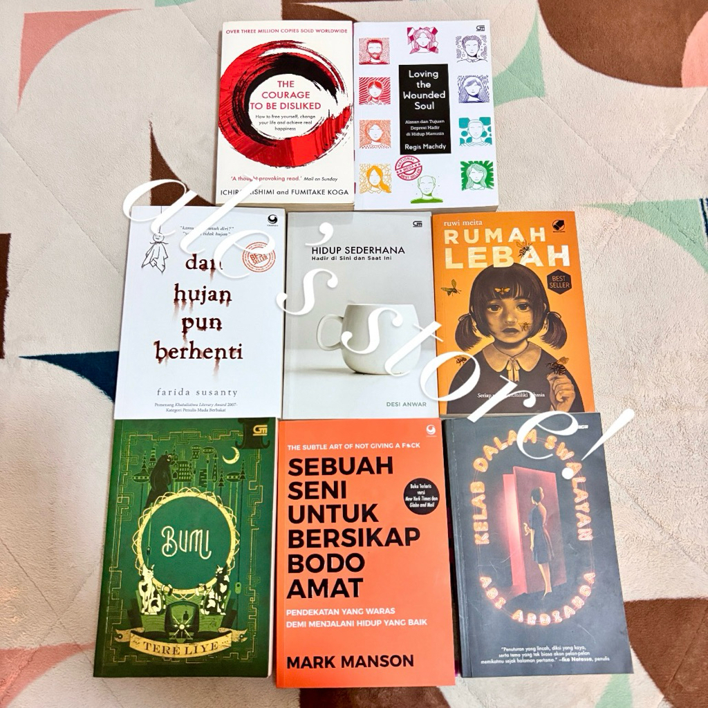 preloved buku novel ind/eng bumi rumah lebah the courage to be disliked sebuah seni bersikap bodo am