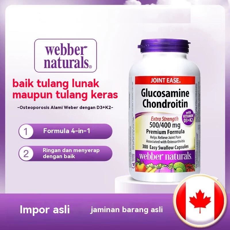 Webber Naturals Glucosamine Chondroitin Sulfate 500/400mg + Vitamin D3+k2 300Caps-KS