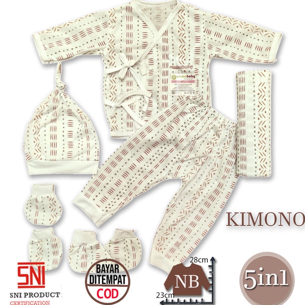 Harga Grosir Ummababyshop Kimono 5in1 Baju Bayi Perempuan Laki Perlengkapan Baru Lahir Stelan  6 Bul