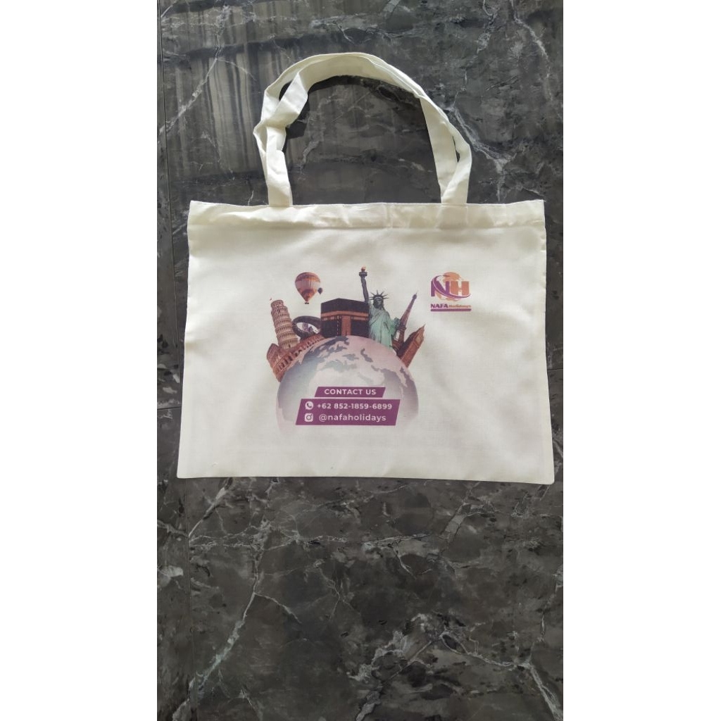 

Totebag Custom model 40*30 Landscape Free sablon full warna