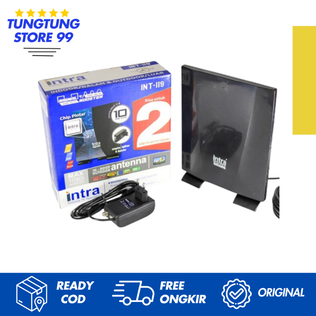 Intra Antena Digital/Antena Digital Outdoor/Indoor Intra DVB T2 + Kabel 10 Meter