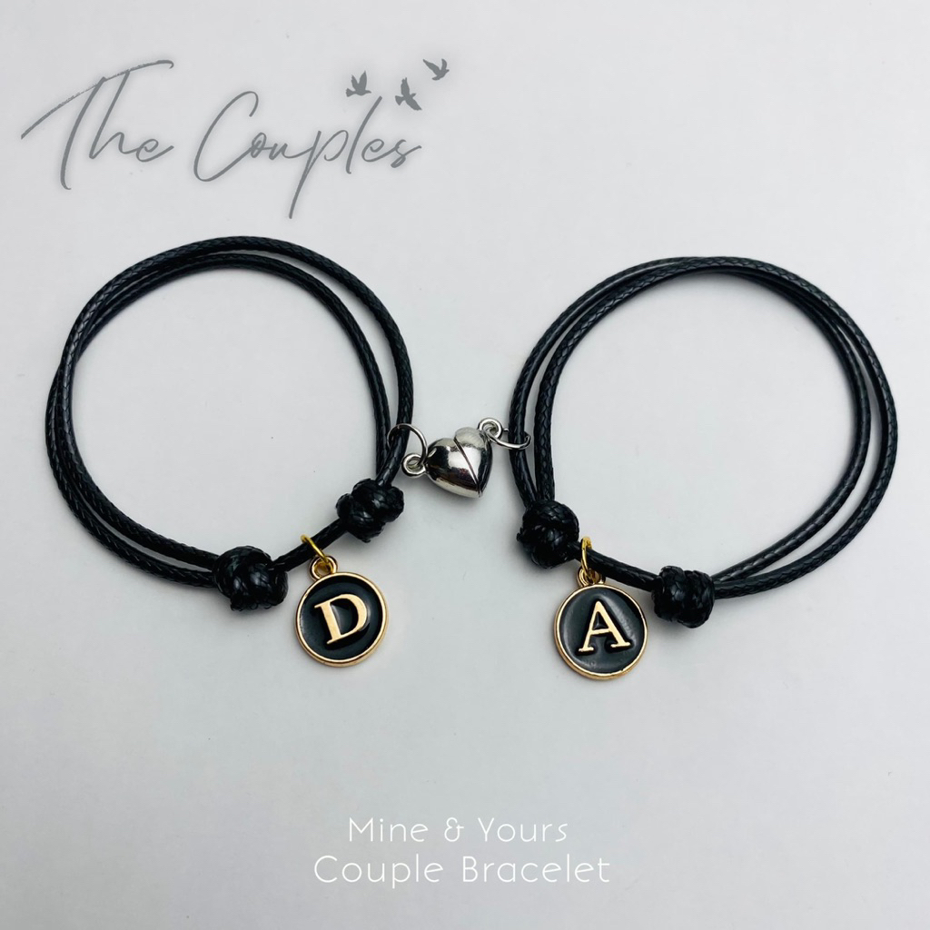 Gelang Couple Magnet Liontin HURUF INISIAL Couple Lucu Kekinian Sepasang | Couple Bracelet | Gelang 