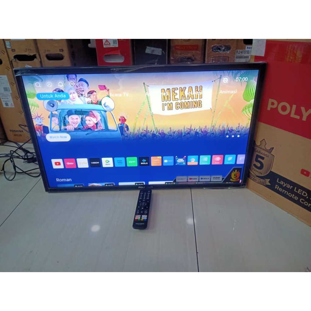 [+free palet kayu] TV LED SECOND POLYTRON 32 INCH SMART TV YOUTUBE WIFI HDMI USB KONDISI SEGEL 5191F