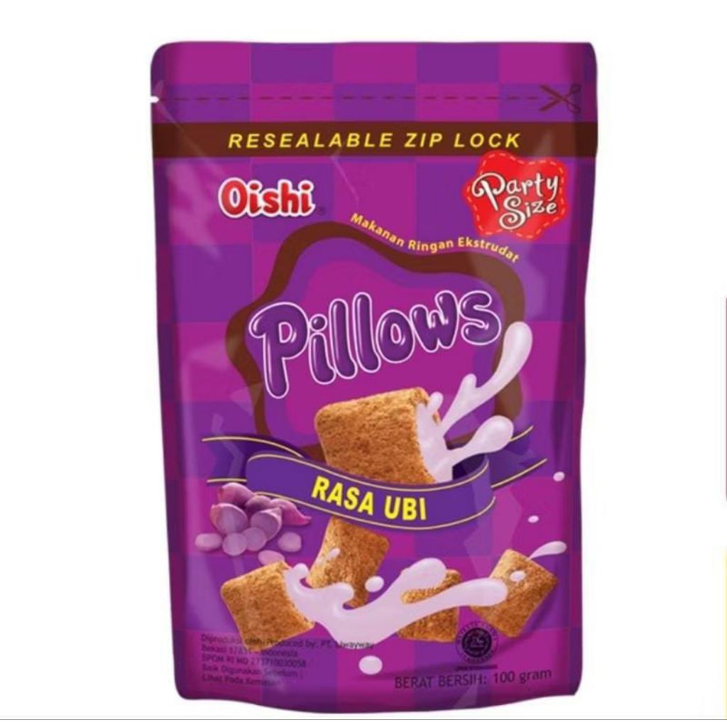 

oishi pillows kemasan pouch 100 gr