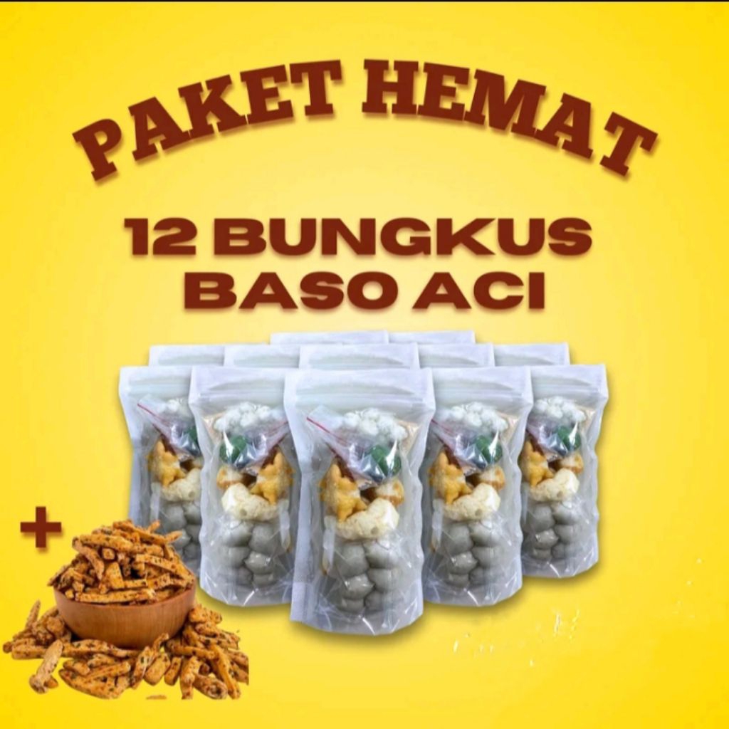 

PAKET 12 BUNGKUS BASO ACI SUPER HEMAT INSTAN KALDU FOOD /GRATIS 1 BUNGKUS / BOCI AA DONI