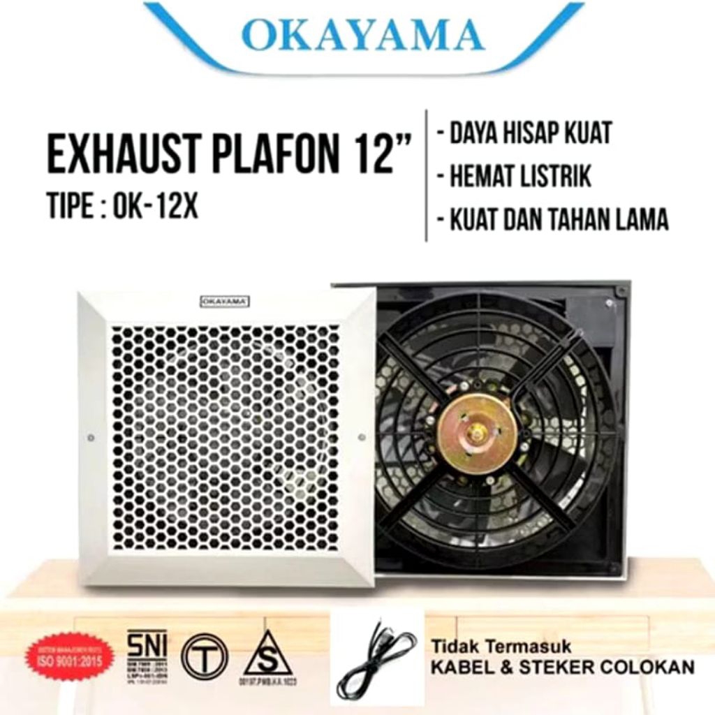 OKAYAMA Exhaust Fan Plafon 12"OK-12X | Kipas Hisap Udara Okayama 12 Inch