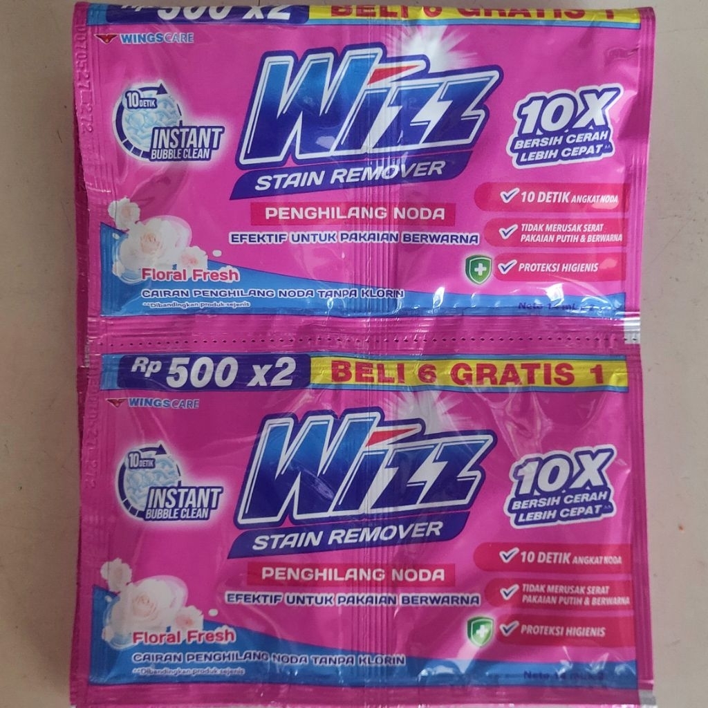 wizz stain remover renceng isi 14 sachet. (sejenis vanish)