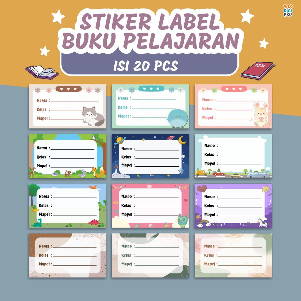 

Stiker Label Buku Pelajaran / Stiker Label Mapel isi 20 Pcs Untuk Buku Pelajaran