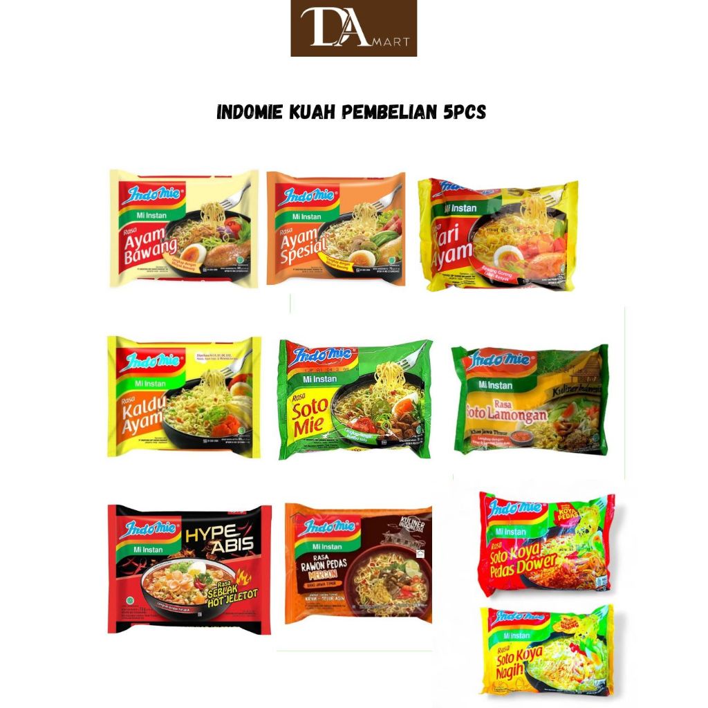 

Indomie Kuah | Mie Kuah | Varian Rasa Mie | Ayam Bawang, Soto, Seblak, Kari ayam | isi 5 PCS