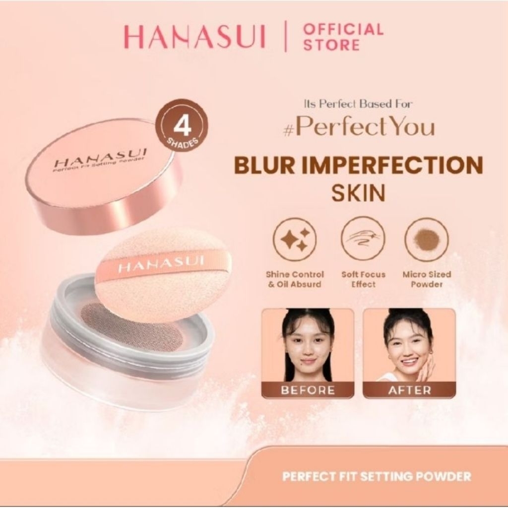 Hanasui Perfect Fit Setting Powder 12gr | Bedak tabur natural coverage